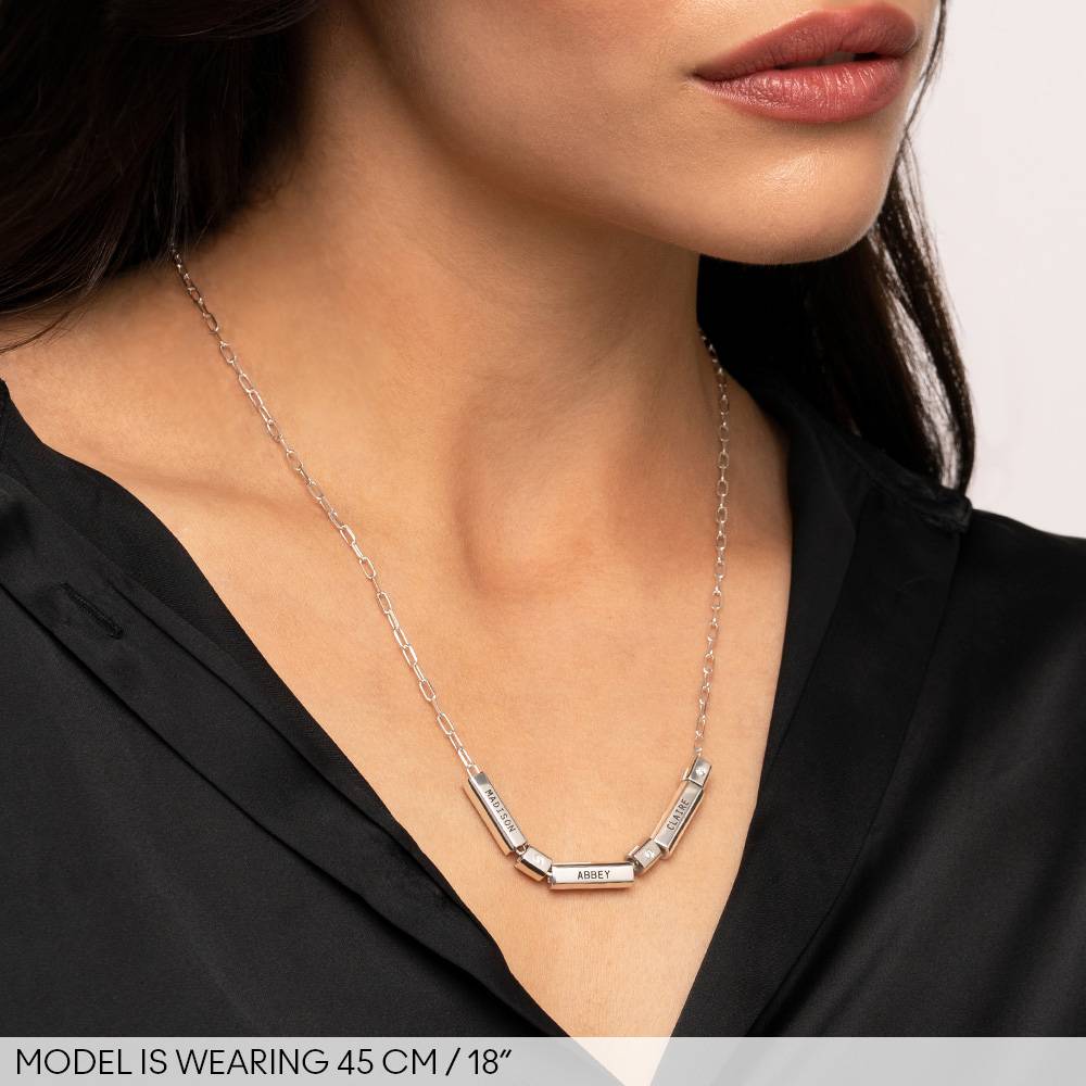 Modern Tube Necklace With Diamond in Sterling Silver-3 product photo