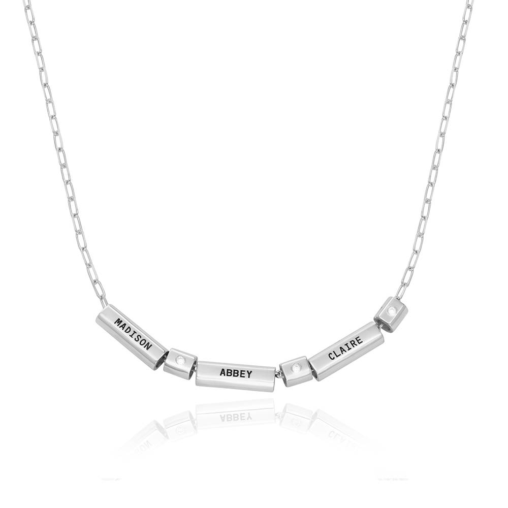 Modern Tube Necklace With Diamond in Sterling Silver-1 product photo