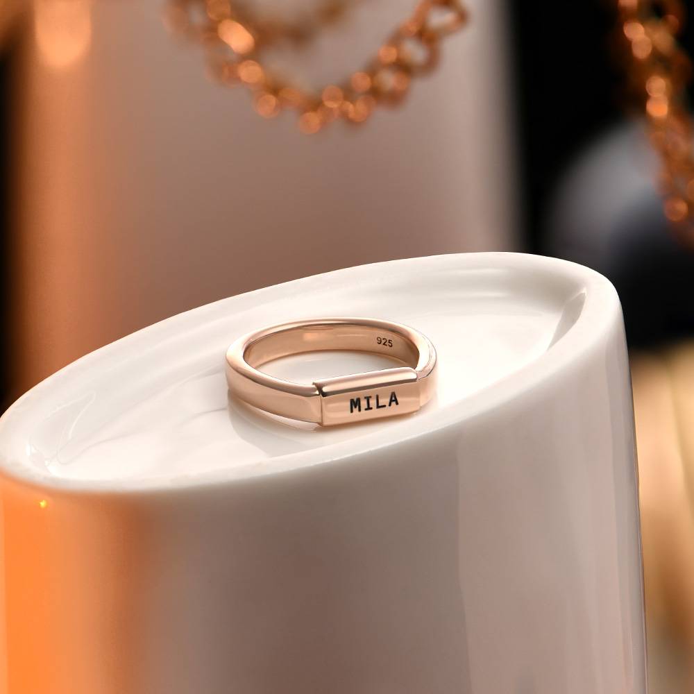 Moderner Tube Ring - 750er rosévergoldetes Silber-3 Produktfoto