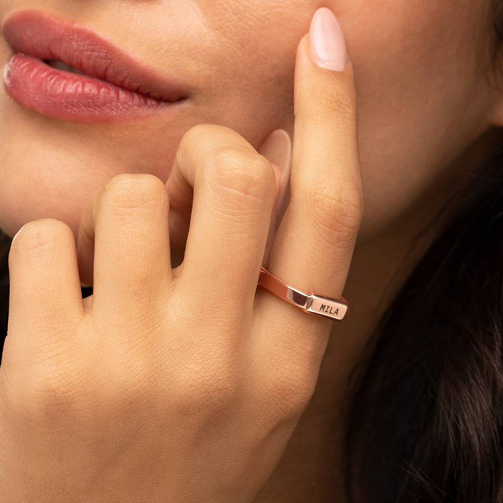 "Modern Tube"  ring in 18k rosé verguld goud-4 Productfoto