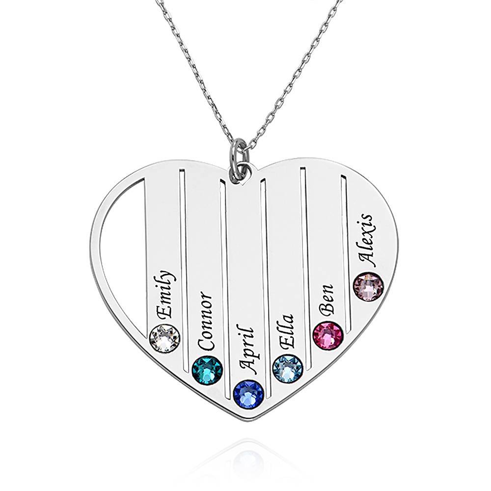 Mom Birthstone Necklace in 14K White Gold-3 product photo