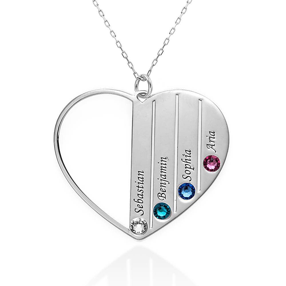 Mom Birthstone Necklace in 10K White Gold-5 product photo