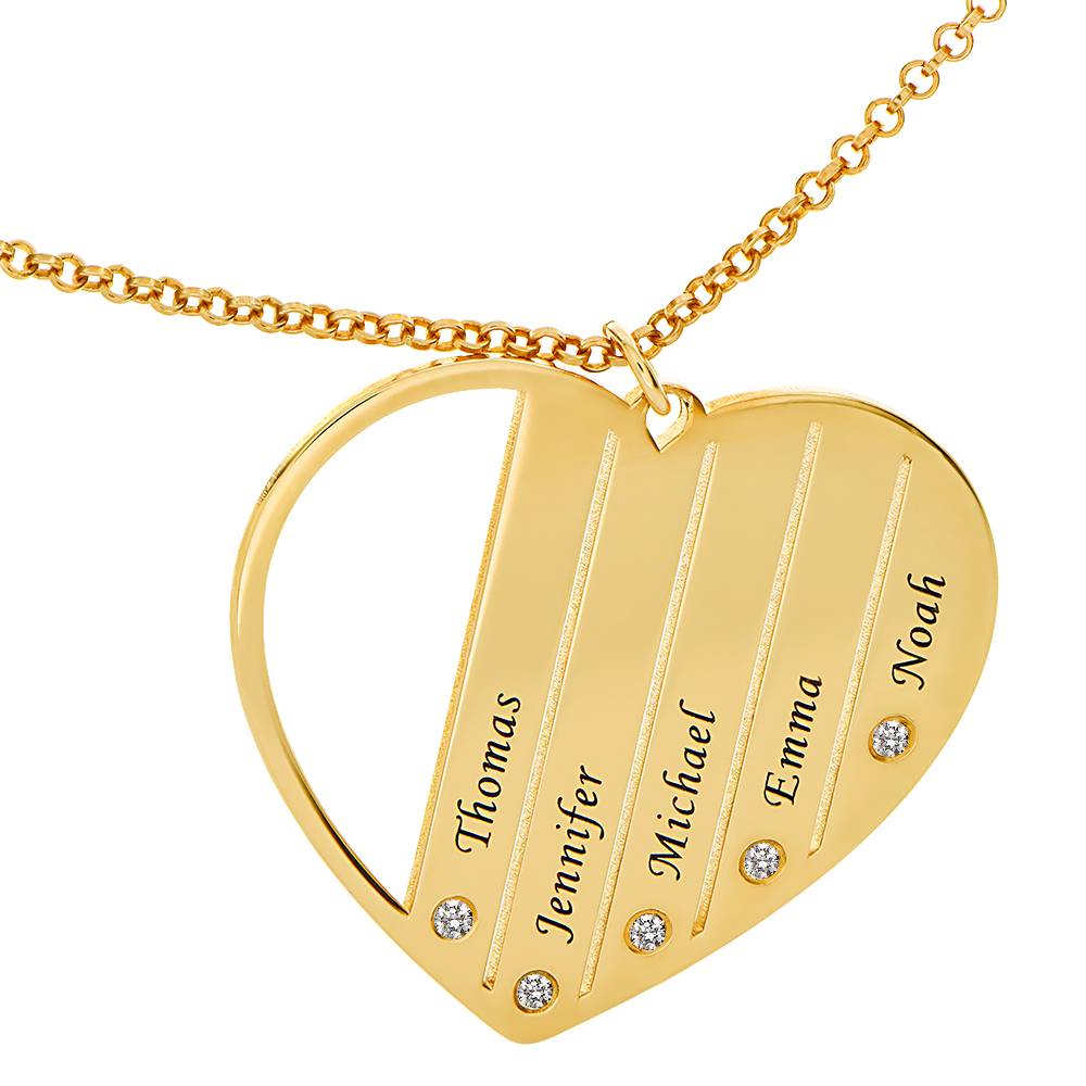 Hartvormige Mamaketting met Diamanten in Goud Verguld Vermeil Productfoto