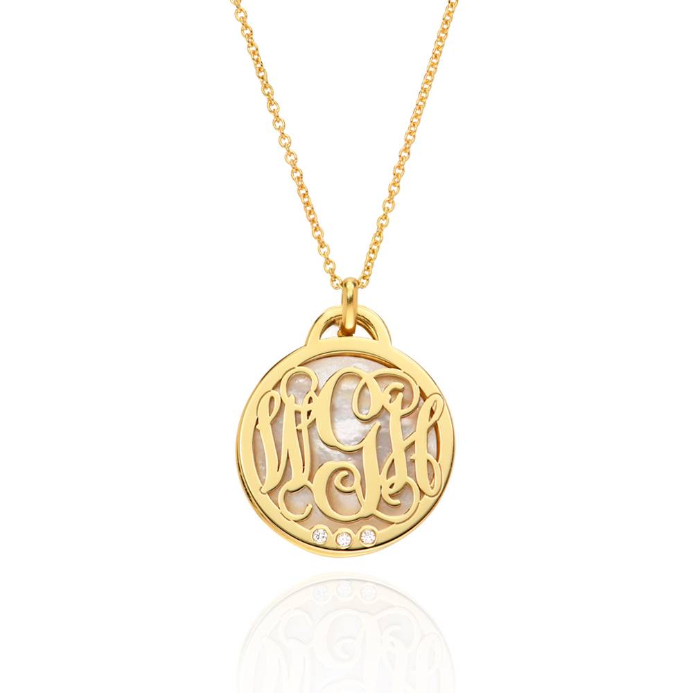 Monogram Necklace with Semi-Precious Stone and 0.03CT Diamonds in 18K Gold Vermeil product photo