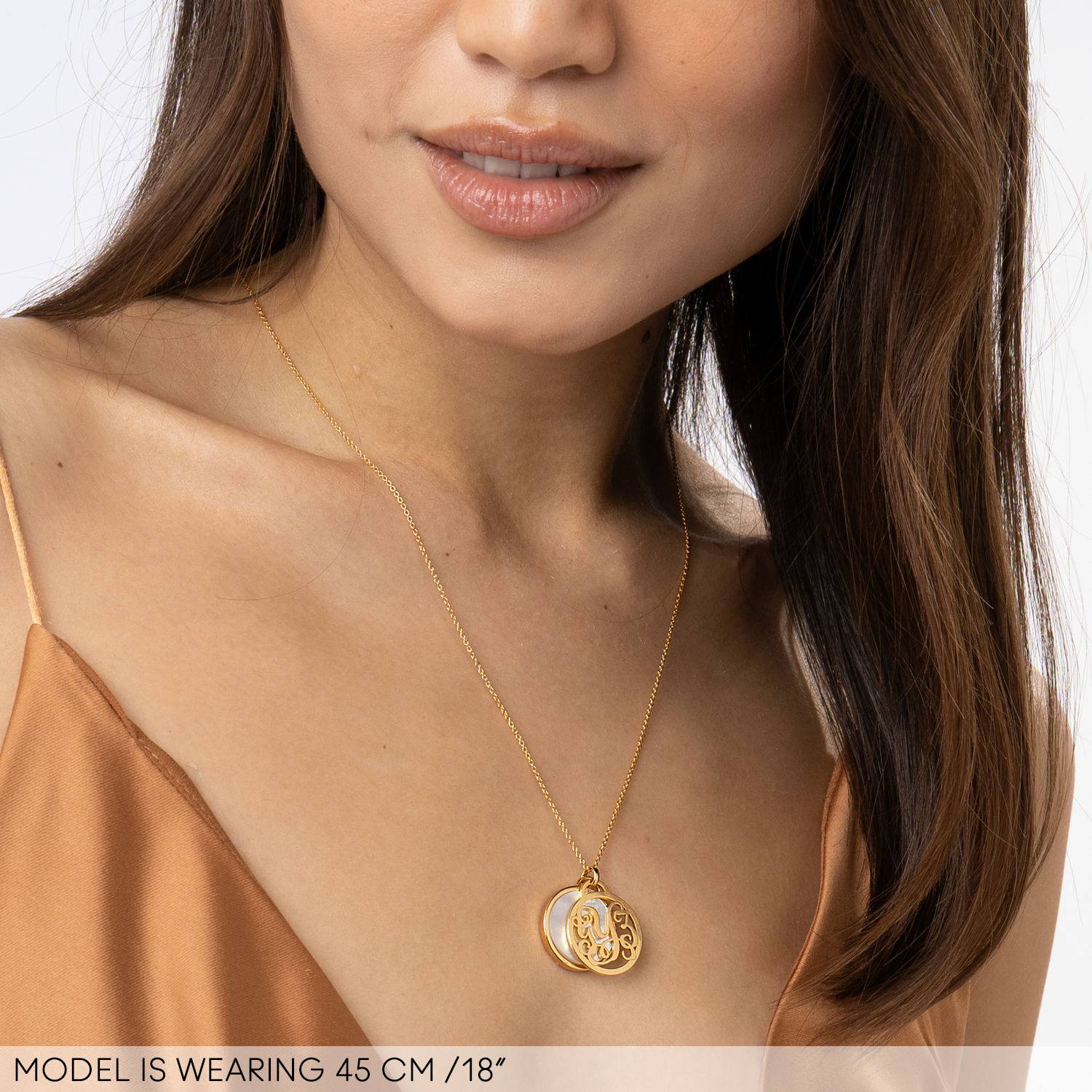 Monogram Necklace With Semi-Precious Stone in 18K Gold Plating-3 product photo
