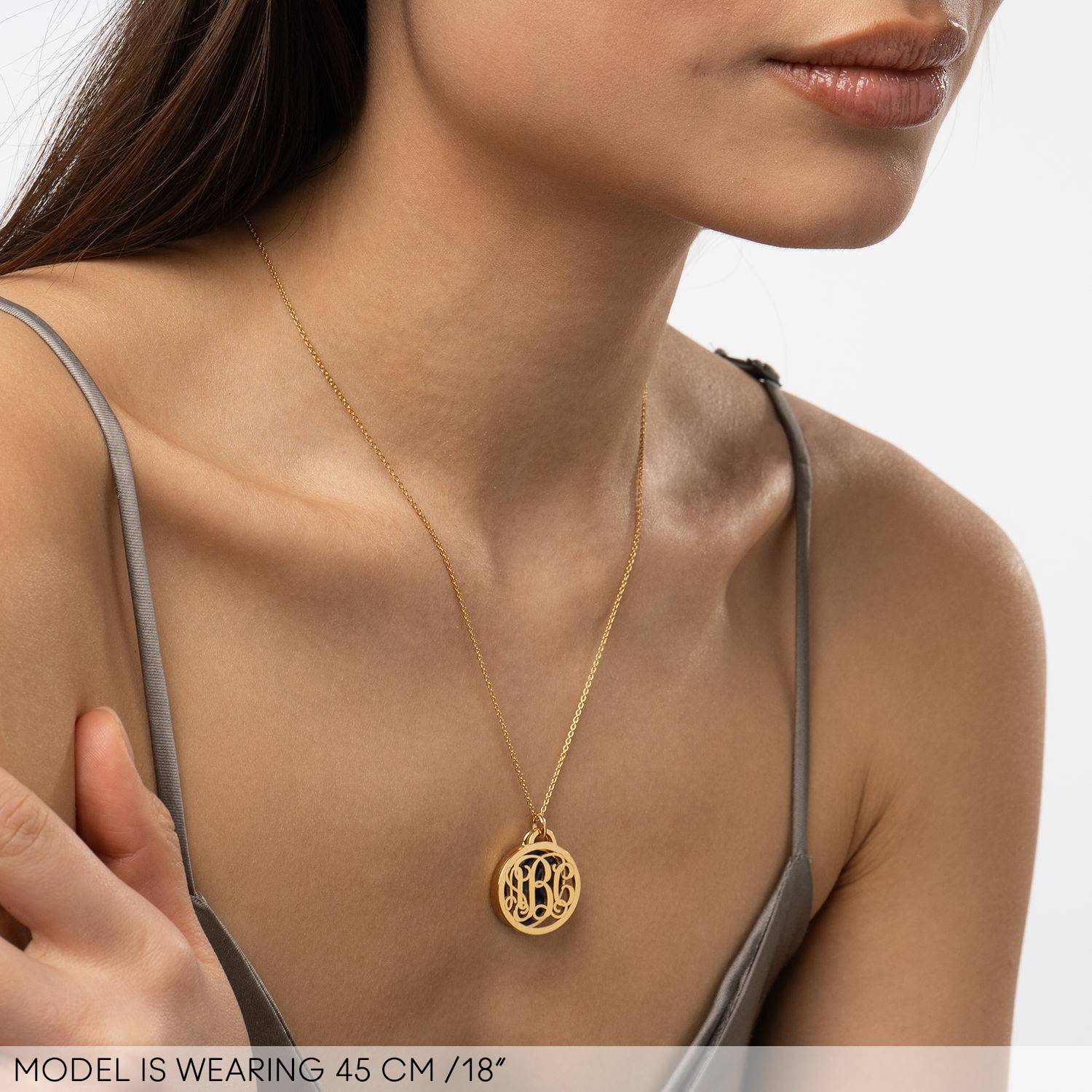 Monogram Necklace With Semi-Precious Stone in 18K Gold Vermeil-4 product photo