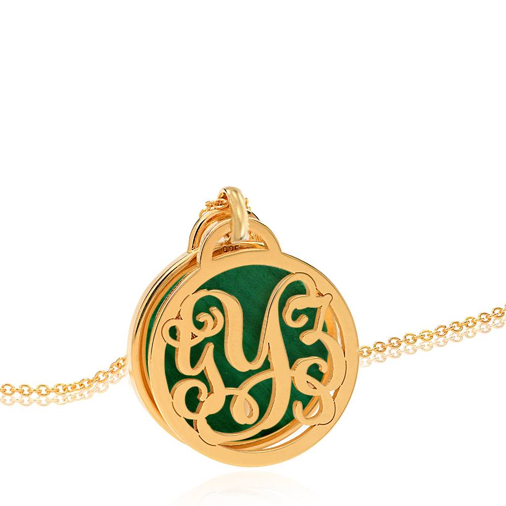 Monogram Initials Necklace with Semi Precious Stone in 18K Gold Vermeil-7 product photo