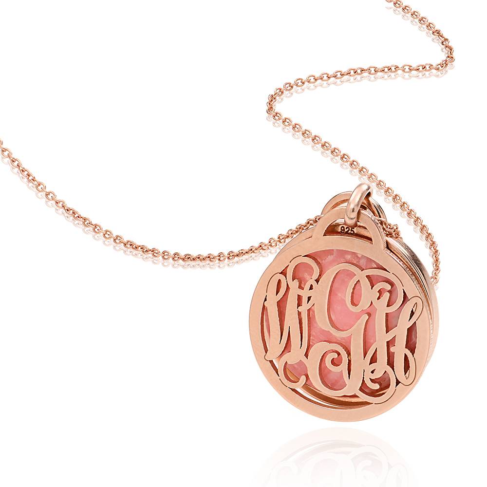 Collar Monograma con Piedra Semipreciosa en chapa de oro rosa de 18K-1 foto de producto