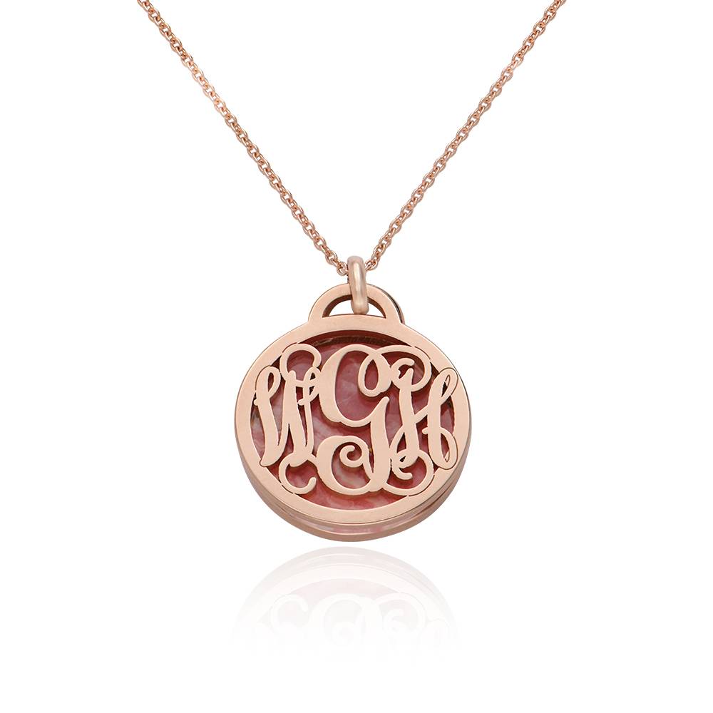 Monogram Necklace with Semi Precious Stone in 18ct Rose Gold Plating product photo