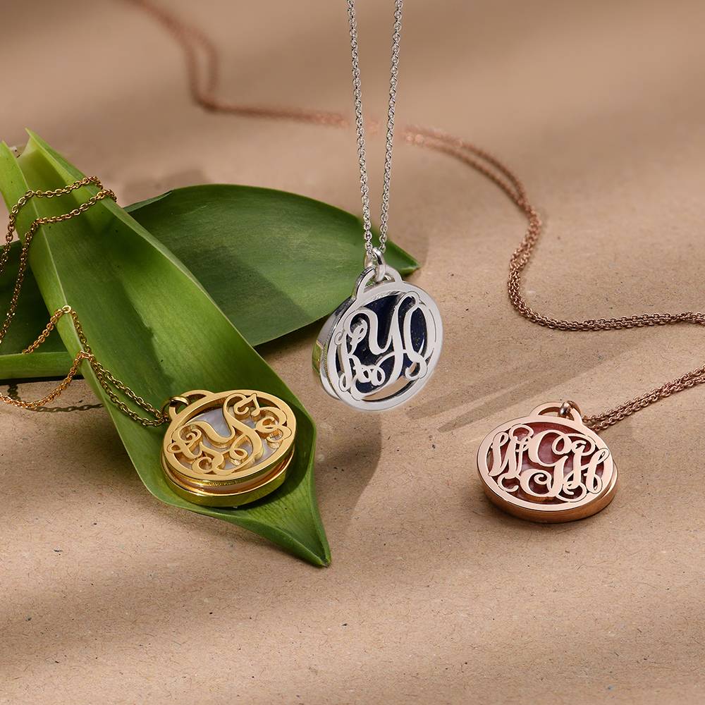 Monogram Necklace with Semi Precious Stone in Sterling Silver-7 product photo