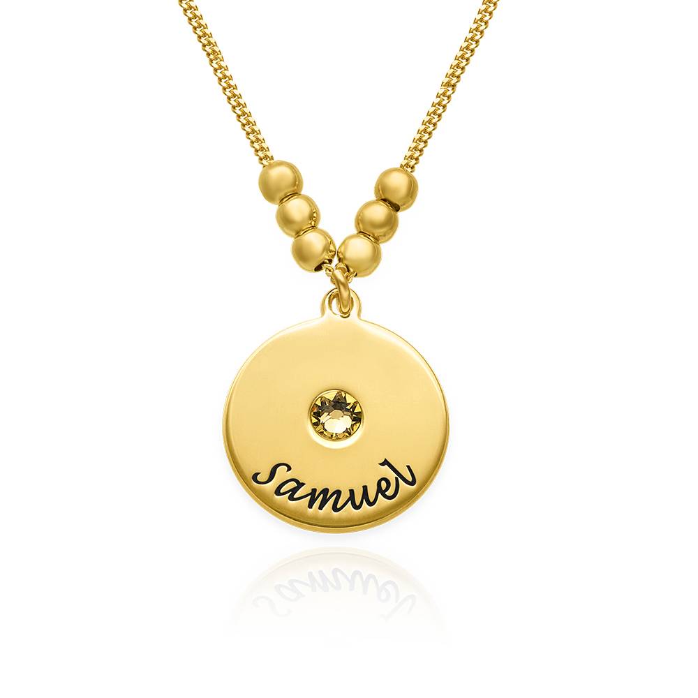 Mother's Disc and Birthstone Necklace in 18K Gold Plating-2 product photo