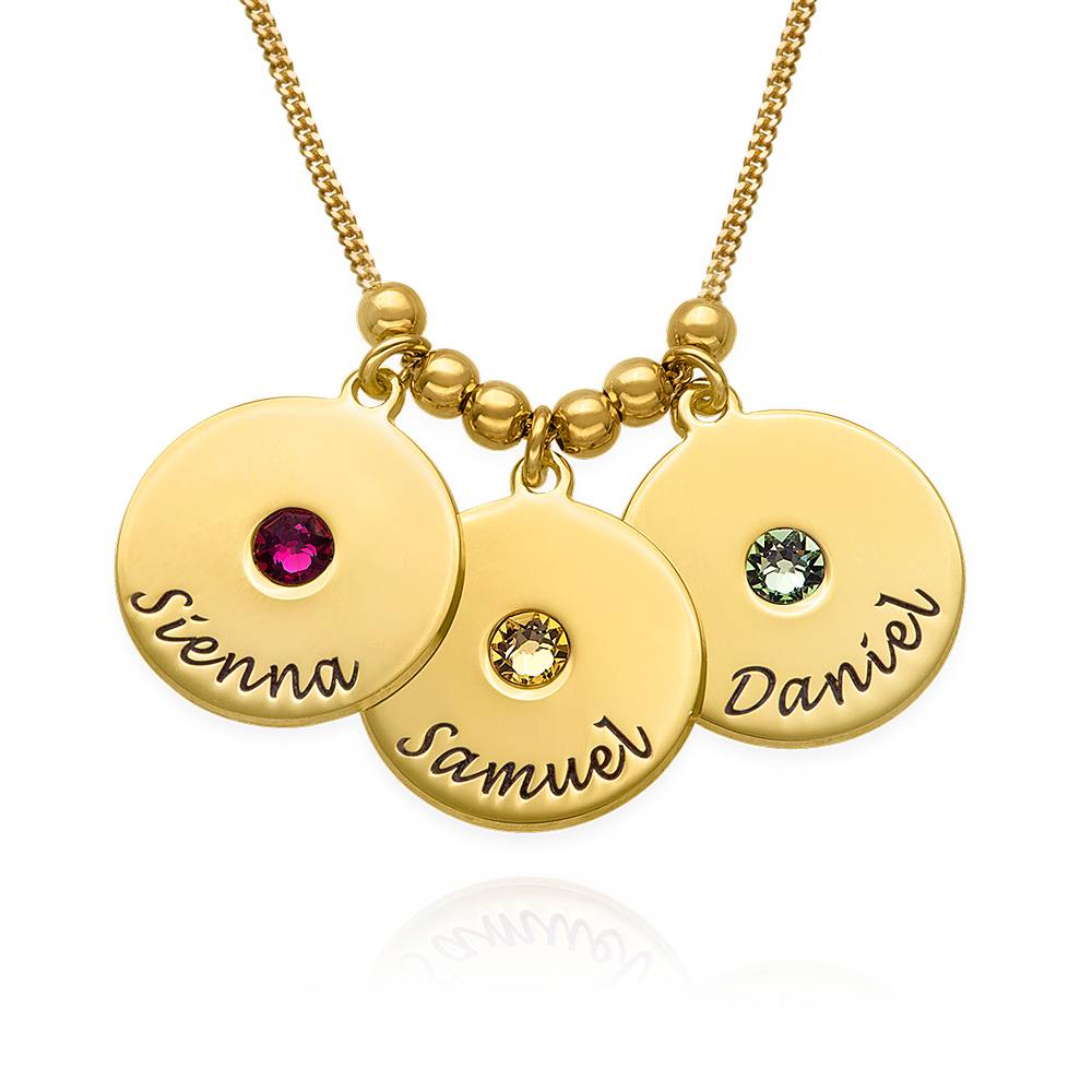 Mother's Disc and Birthstone Necklace in 18K Gold Plating product photo