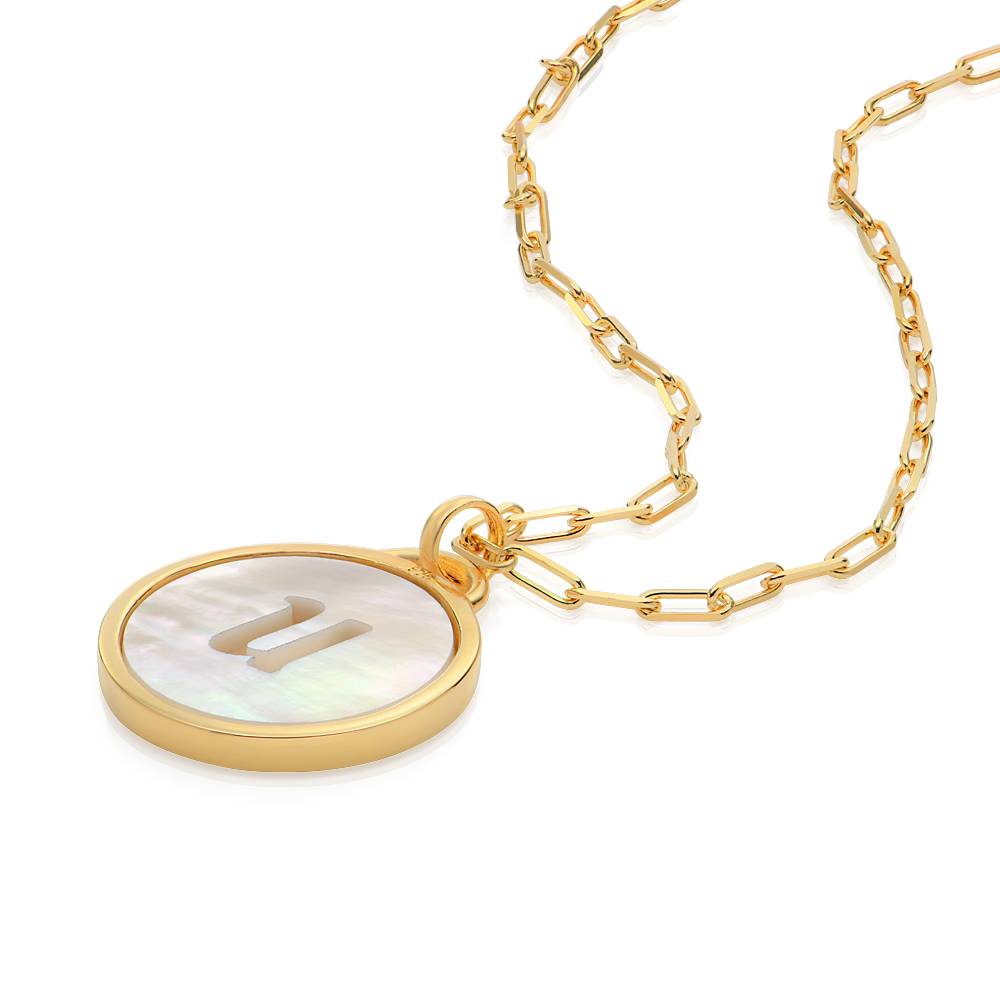 Mother of Pearl Initial Cutout Necklace in 18K Gold Plating-4 product photo