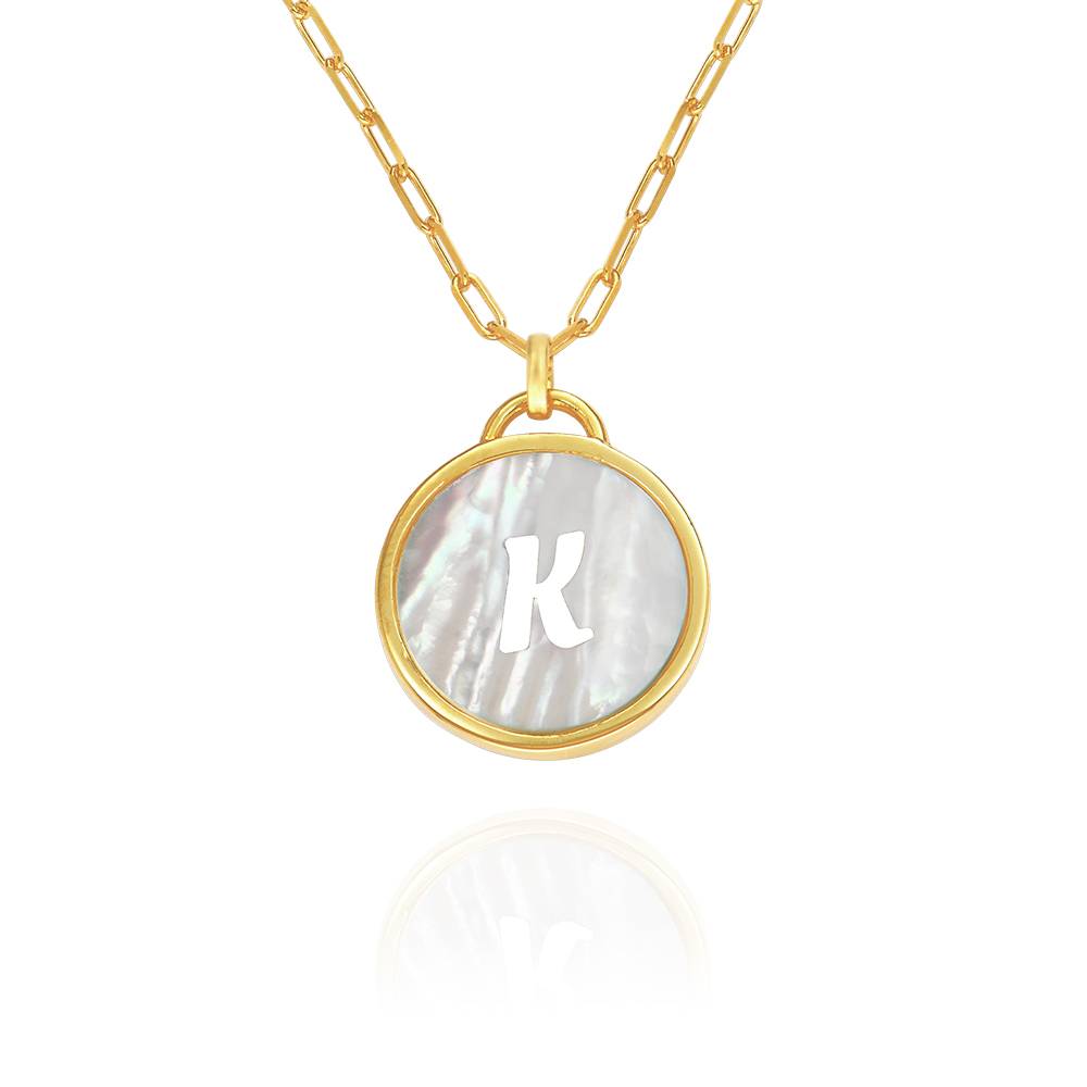 Mother of Pearl Initial Necklace in 18K Gold Vermeil product photo