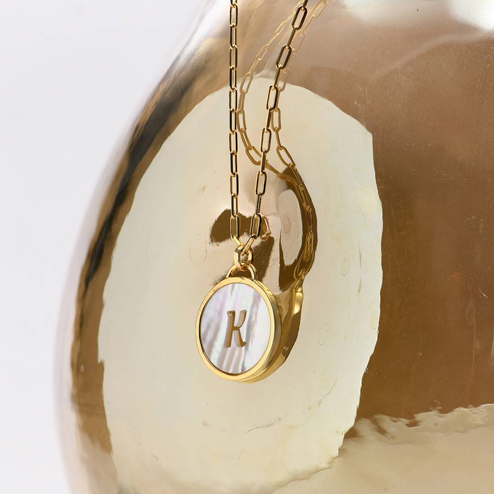 Mother of Pearl Initial Necklace in 18K Gold Vermeil-1 product photo