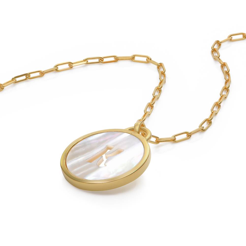 Mother of Pearl Initial Cutout Necklace in 18K Gold Vermeil-6 product photo