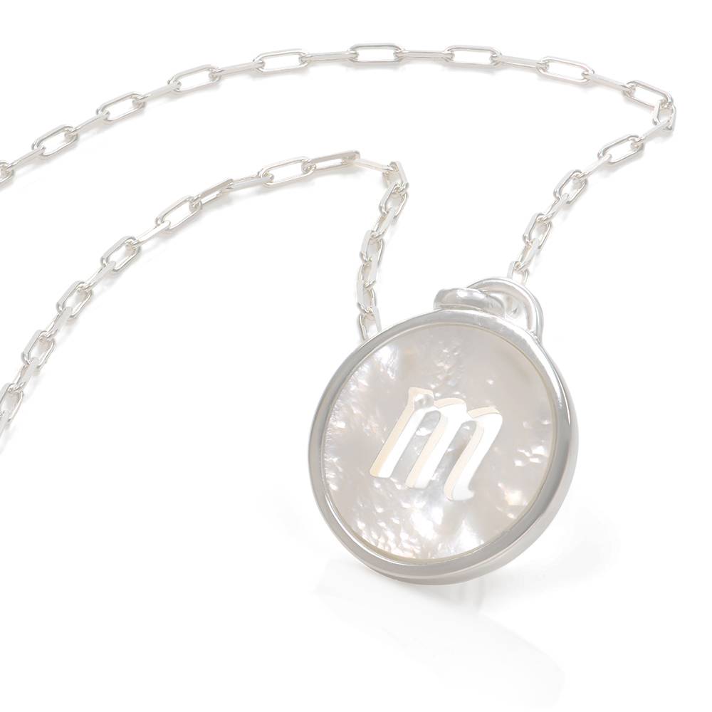 Mother of Pearl Initial Necklace in Sterling Silver-4 product photo