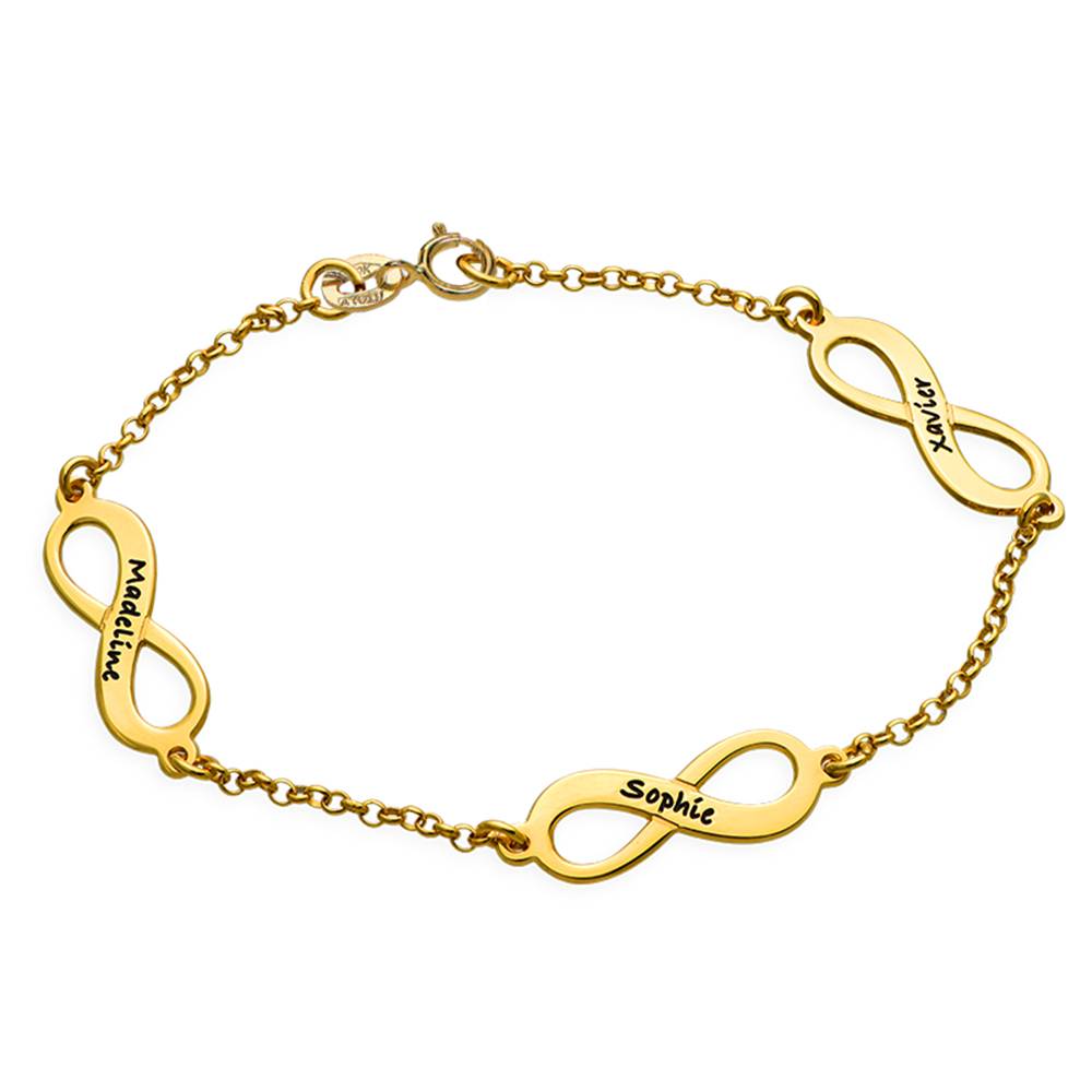 Braccialetto con Multipli Infinti in Argento Placcato Oro 18k-2 Braccialetto con Multipli Infinti in Argento Placcato Oro 18k-2 foto del prodotto