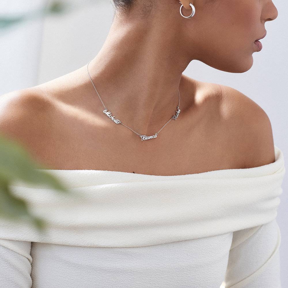 Heritage Multiple Name Necklace in 14ct Solid White Gold-1 product photo