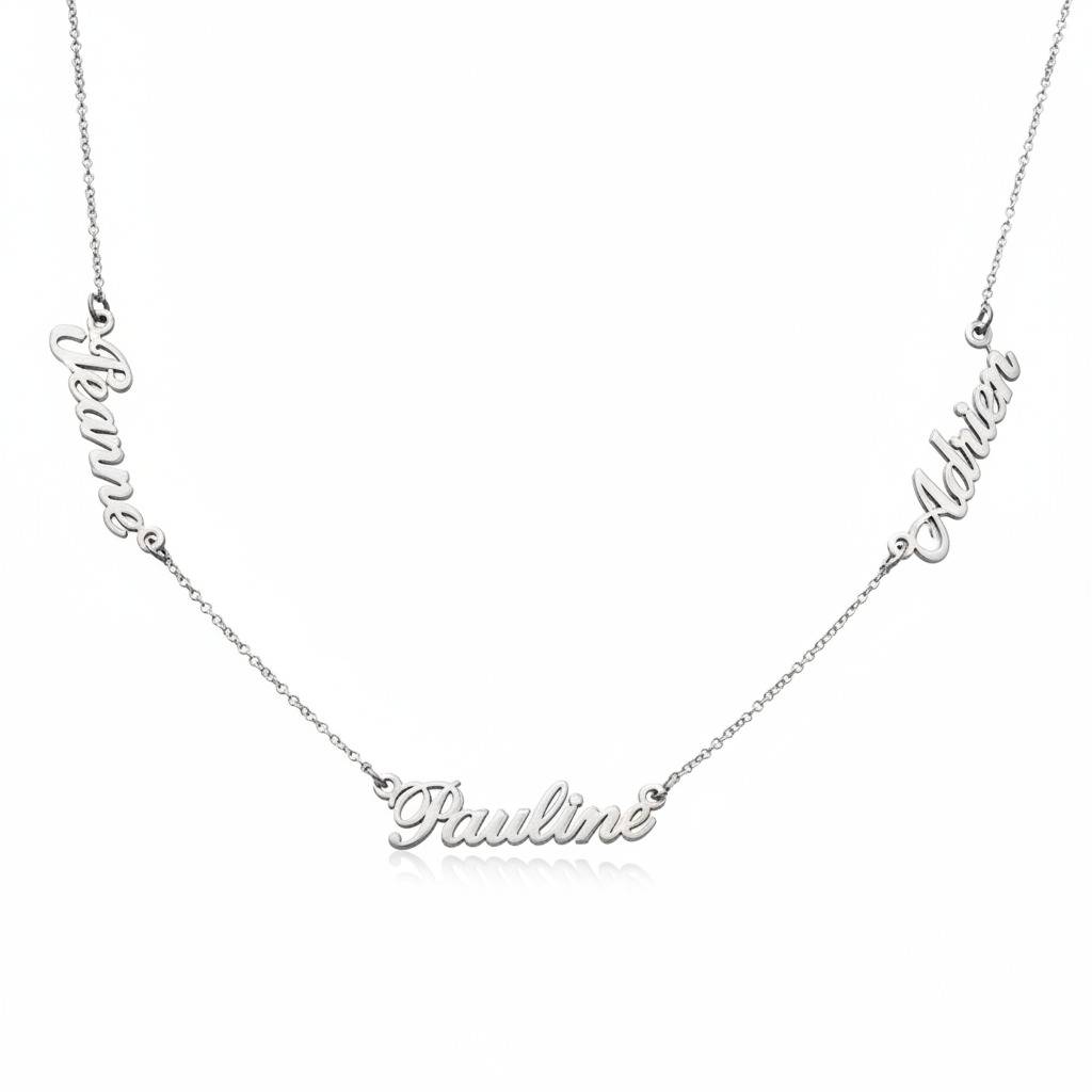 Collier prénoms multiples Héritage en Or Blanc 14 carats-3 photo du produit