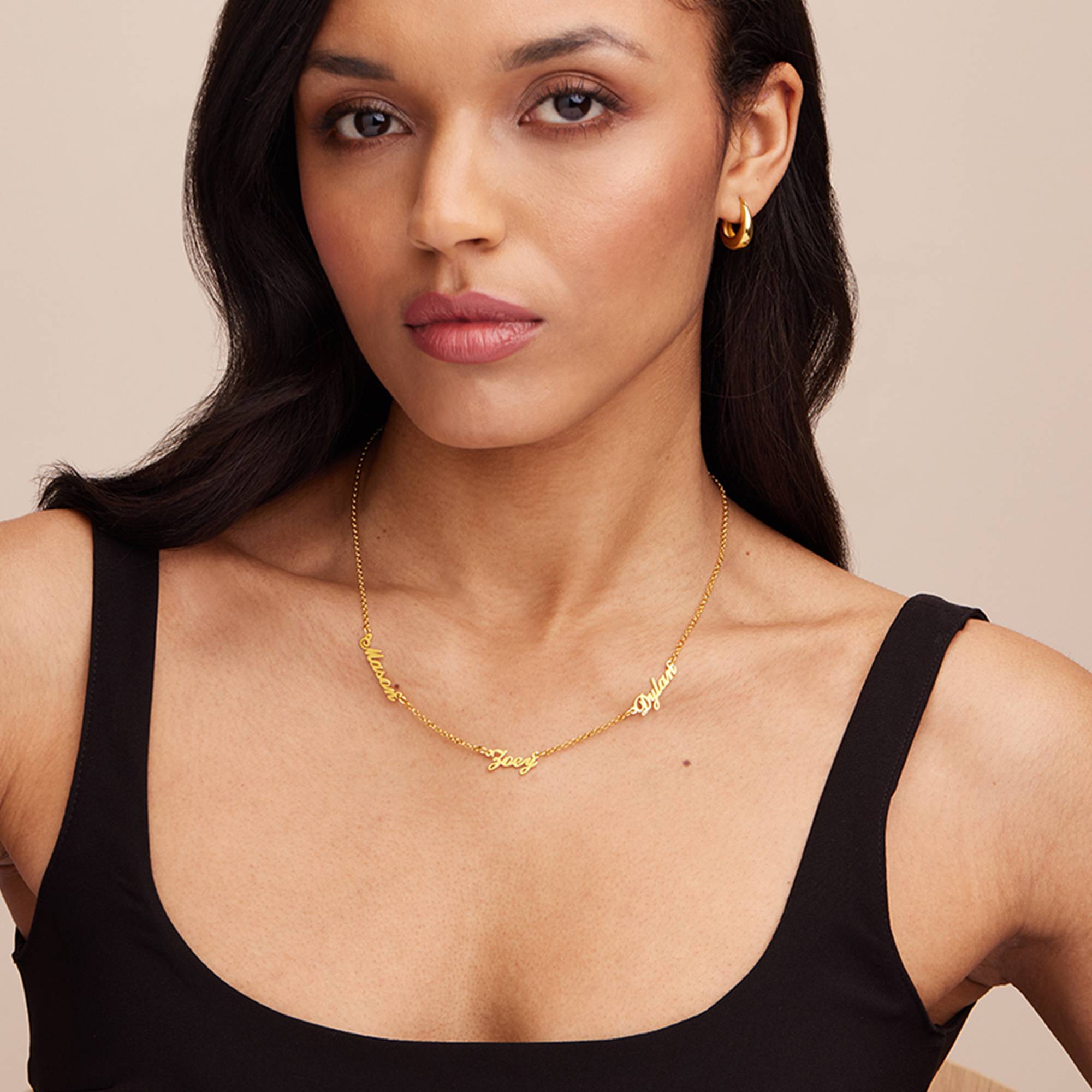 Heritage Multiple Name Necklace in 18ct Gold Vermeil-4 product photo