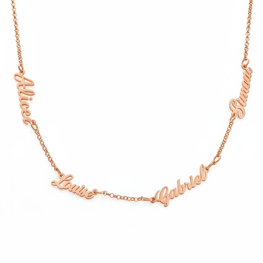 Collier prénoms multiples Héritage en Plaqué Or Rose 18 carats-1 photo du produit