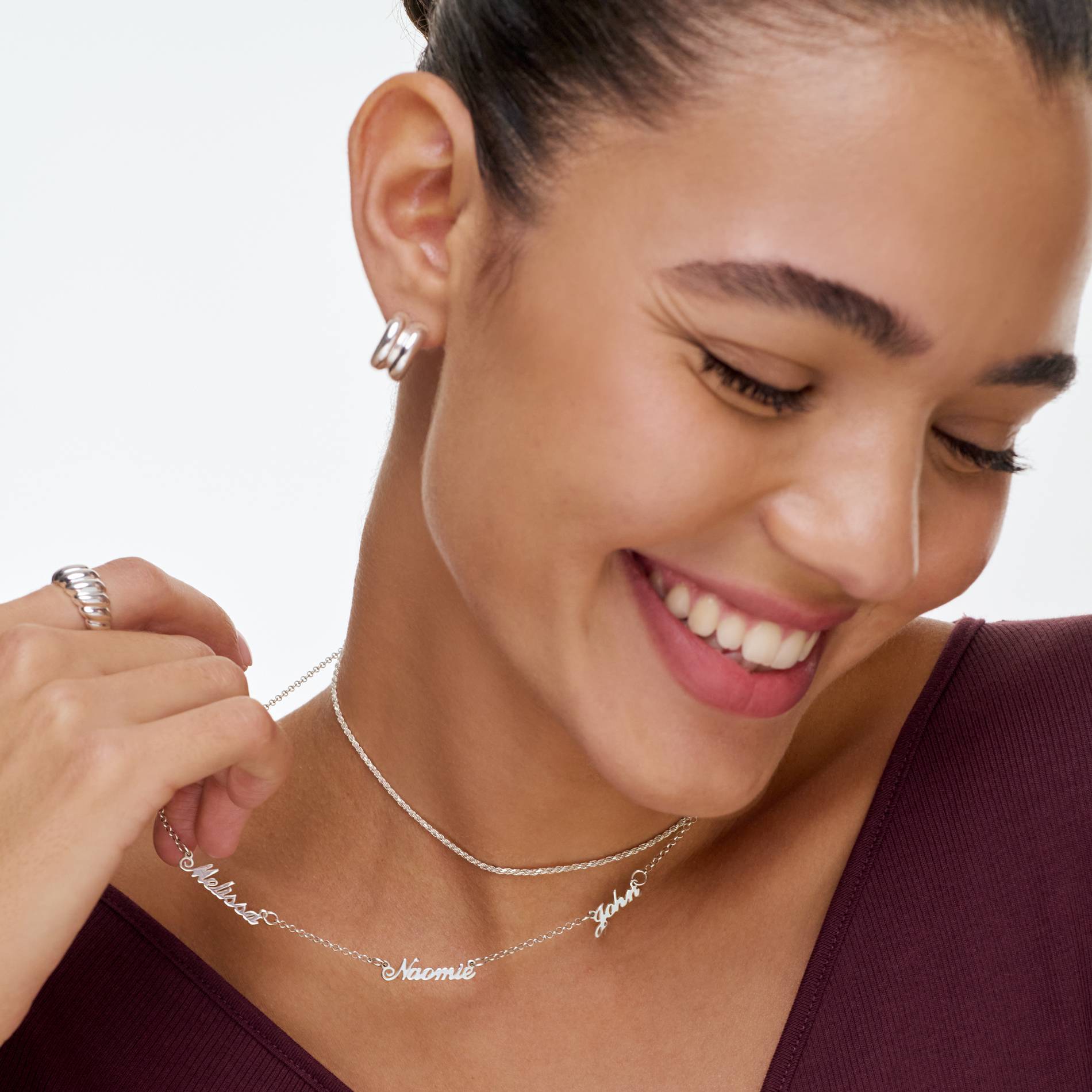 Collier prénoms multiples Héritage en Argent 925-2 photo du produit