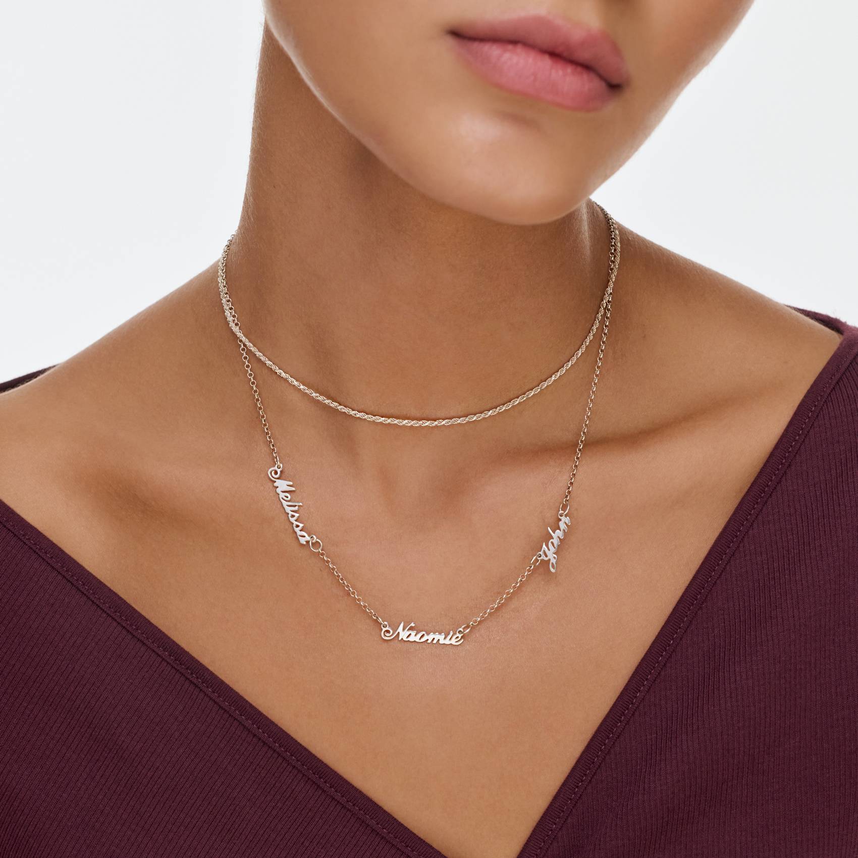 Collier prénoms multiples Héritage en Argent 925-1 photo du produit