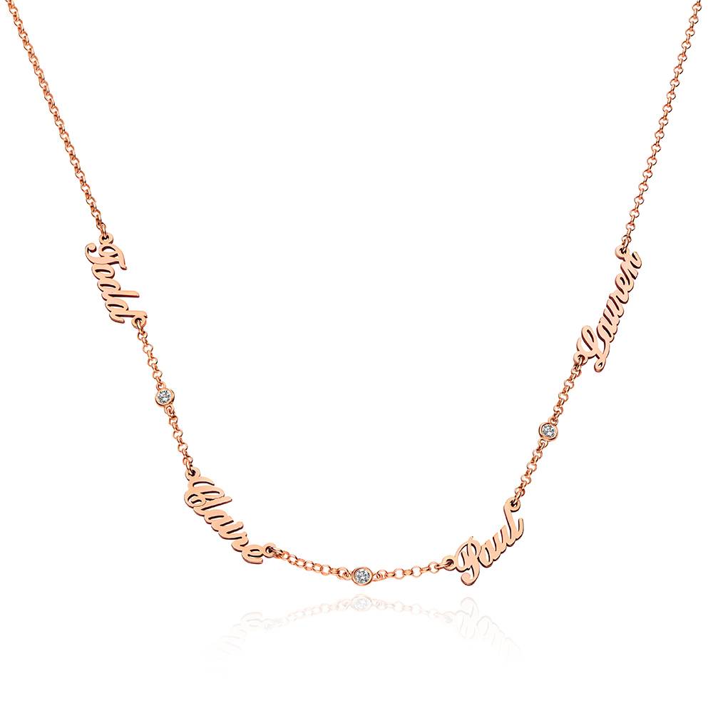 Heritage Meervoudige Naamketting met Diamanten in Roségoud Vermeil
