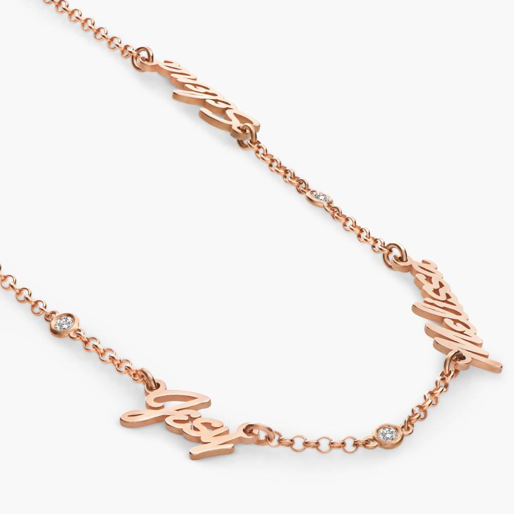 Collier prénoms multiples Héritage avec diamants en Vermeil Rose 18 carats-1 photo du produit