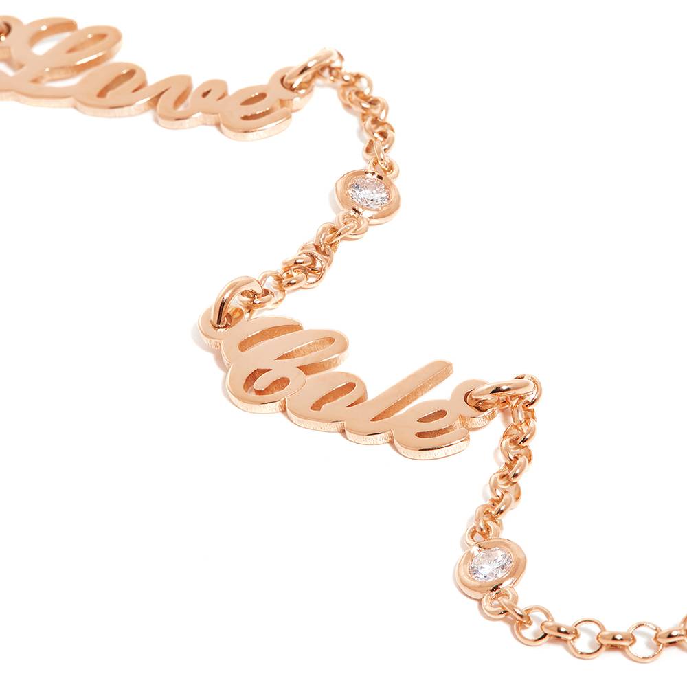 Collar con Nombres Múltiples Estilo Heritage en Oro Rosa Vermeil de 18K con Diamante-7 foto de producto
