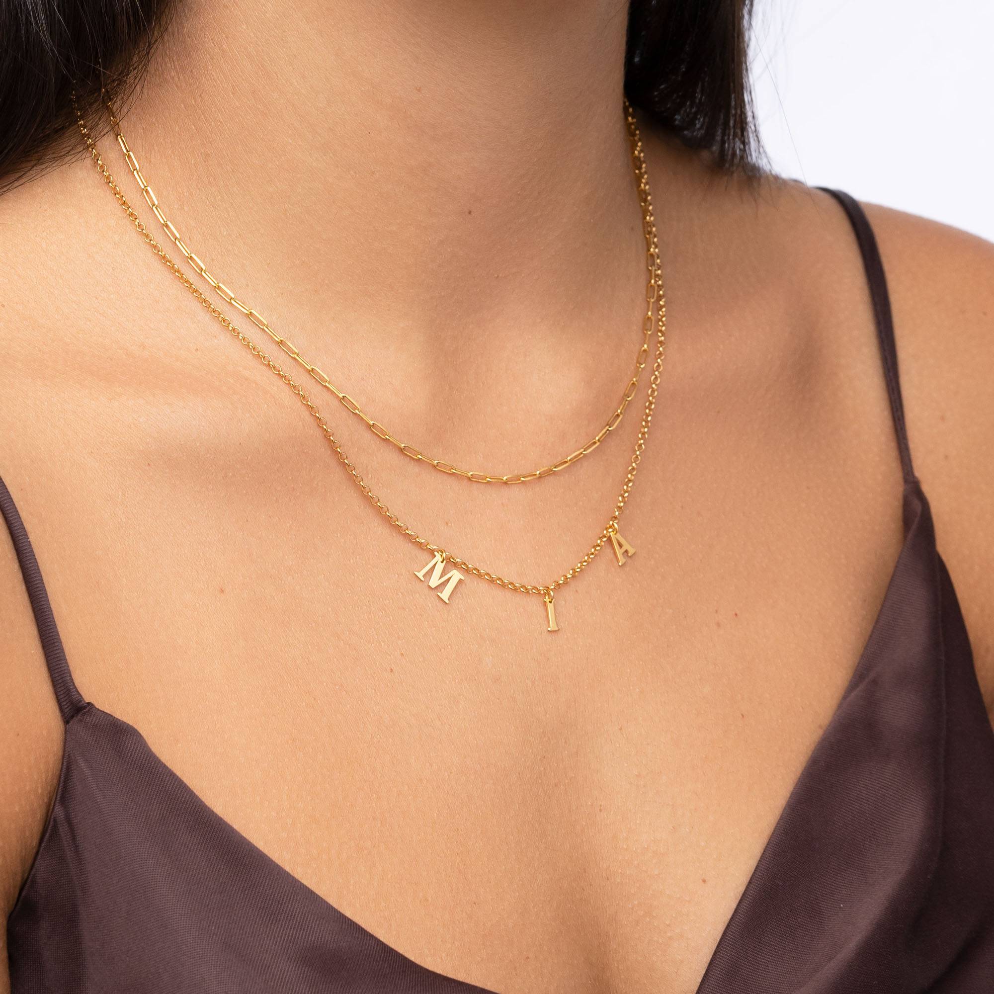 Choker halskæde med initialer i guld Vermeil-5 produkt billede