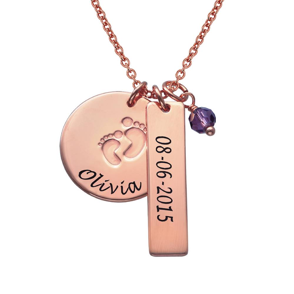 Baby Feet Charm Necklace in 18K Rose Gold Plating-3 product photo