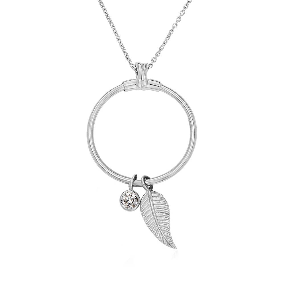 Linda Cirkel Ketting met Blad in 925 Zilver - Niet Gepersonaliseerd