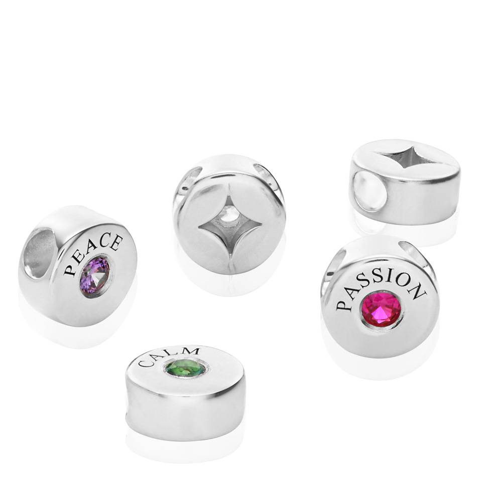 Nova Birthstone Necklace with Engraved Names in Silver-6 product photo