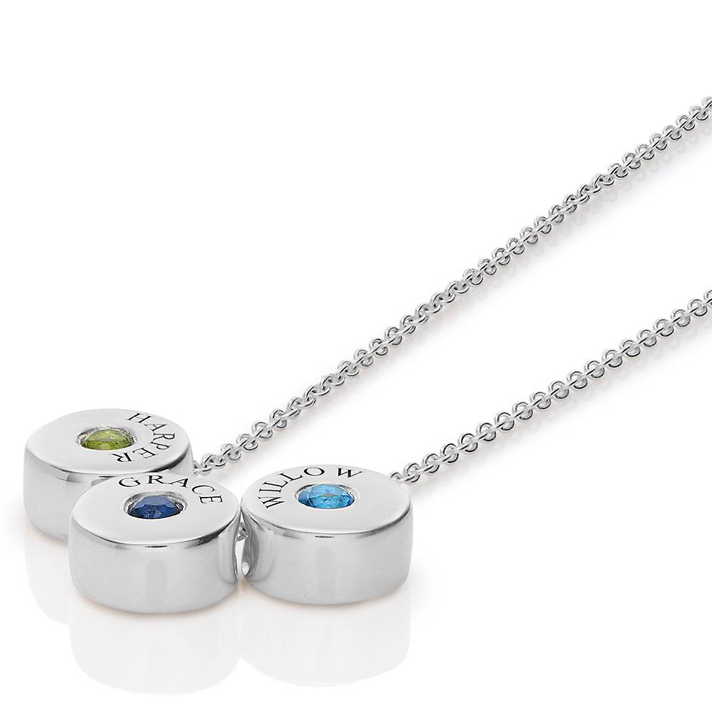 Nova Birthstone Necklace with Engraved Names in Silver-5 product photo