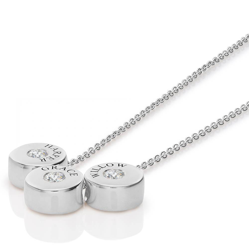 Nova Diamond Necklace with Engraved Names in Silver-2 product photo