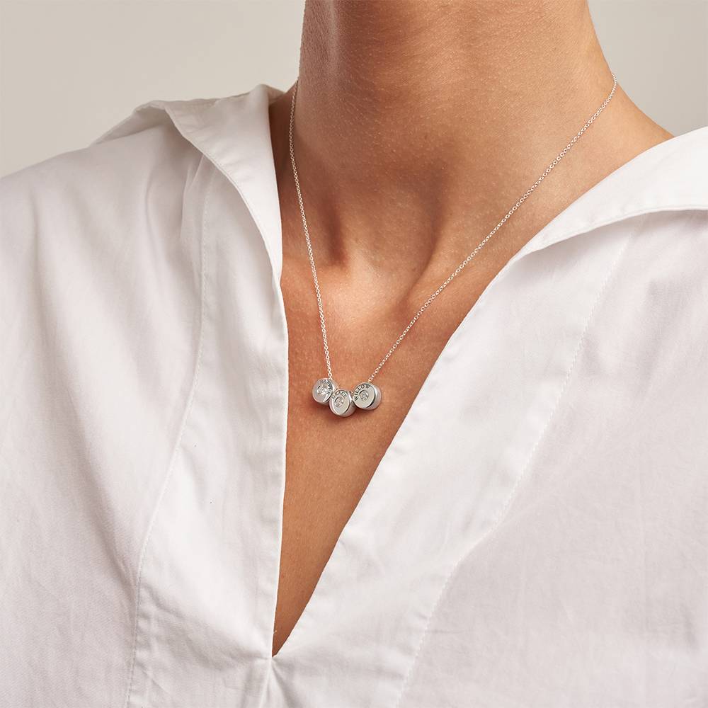 Nova Diamond Necklace with Engraved Names in Silver-3 product photo