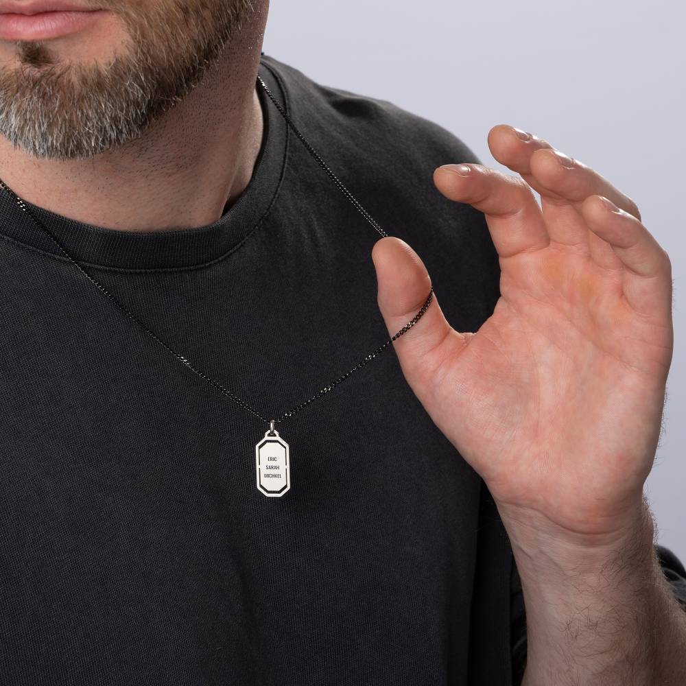 Oliver Moderne Dog Tag Кetting in 925 Zilver