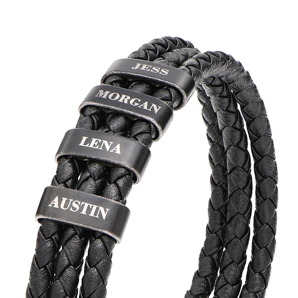 Oxide Vertical Tags Men Braided Leather Bracelet-3 product photo