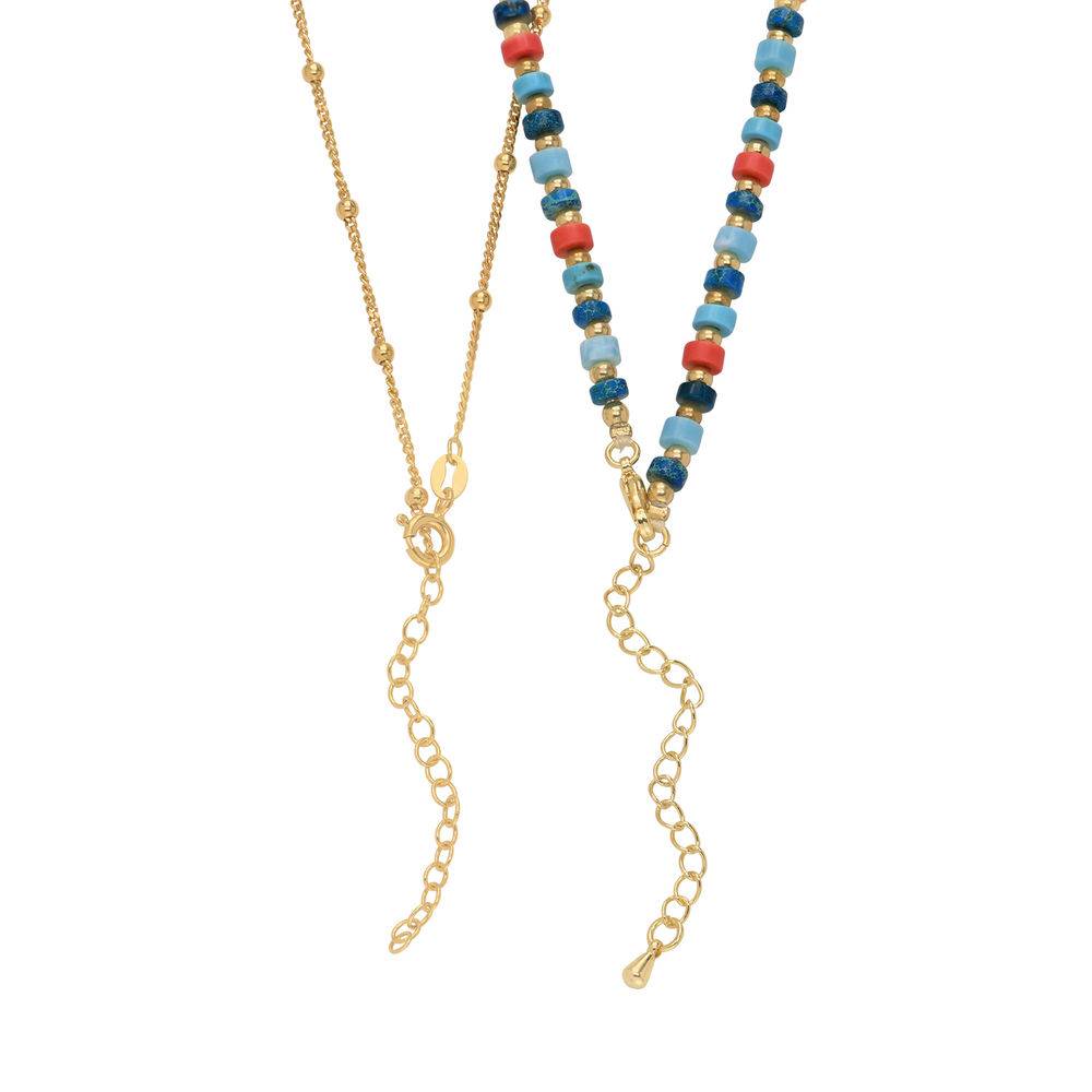 Pacific Layered Beads Necklace with Initials and 0.10CT Diamond in Gold Plating-1 product photo