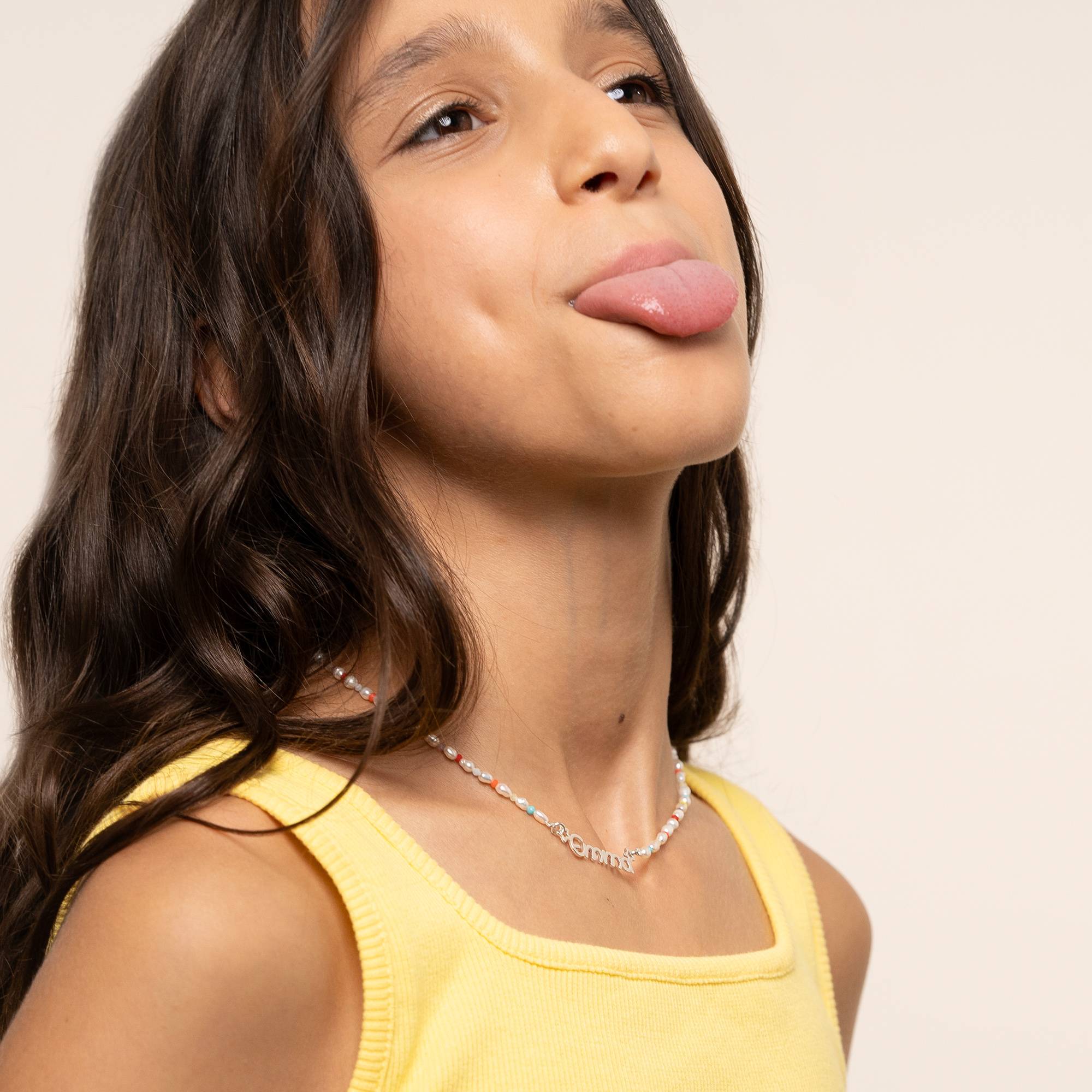 Candy Perlen Namenskette für Mädchen - 925er Sterlingsilber-1 Produktfoto