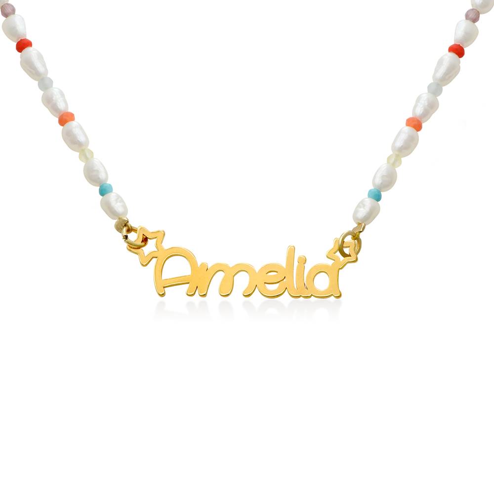 Pearl Candy Girls Name Necklace in Vermeil product photo