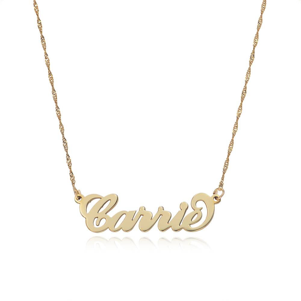 Colgante con nombre estilo “Carrie” personalizado, oro 14k-1 foto de producto