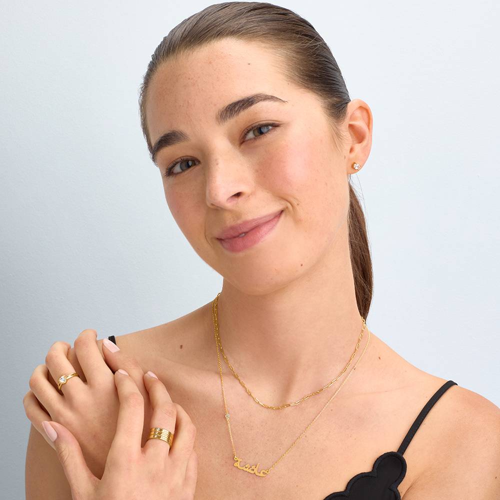 Personlig Arabisk Navnehalskæde med Diamant på Kæden i 18k Guld Vermeil-3 produkt billede
