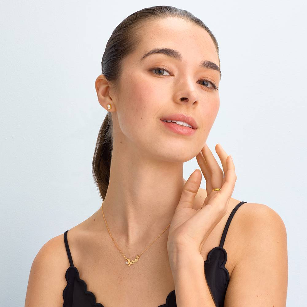 Collana con Nome Arabo Personalizzato con Diamante in Oro Vermeil 18k-3 Collana con Nome Arabo Personalizzato con Diamante in Oro Vermeil 18k-3 foto del prodotto