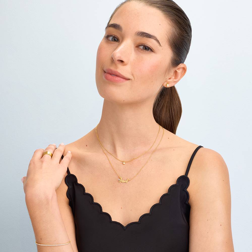 Collana con Nome Arabo Personalizzato con Diamante in Oro Vermeil 18k-5 Collana con Nome Arabo Personalizzato con Diamante in Oro Vermeil 18k-5 foto del prodotto