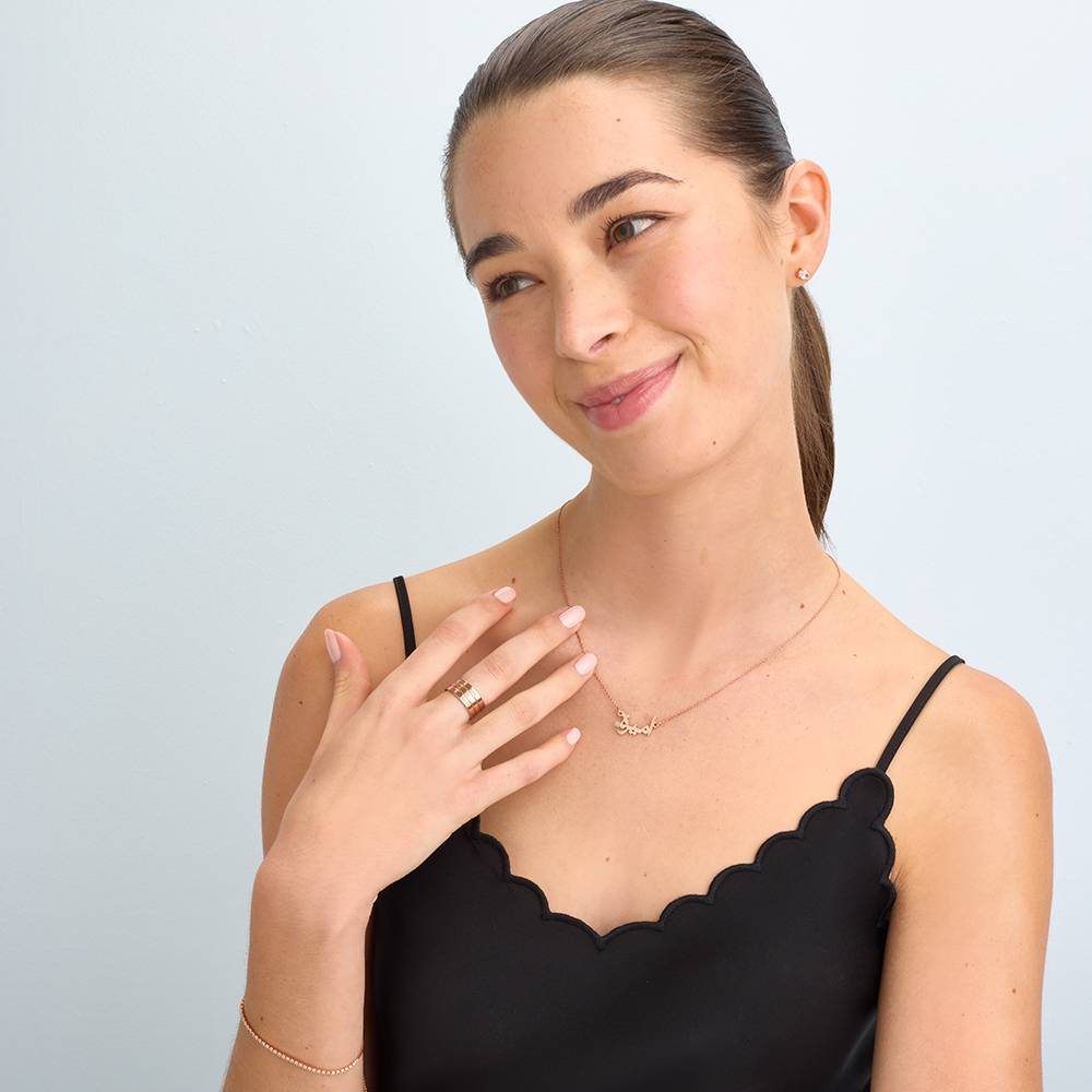 Collier prénom en arabe avec diamant en Plaqué Or Rose 18 carats-5 photo du produit