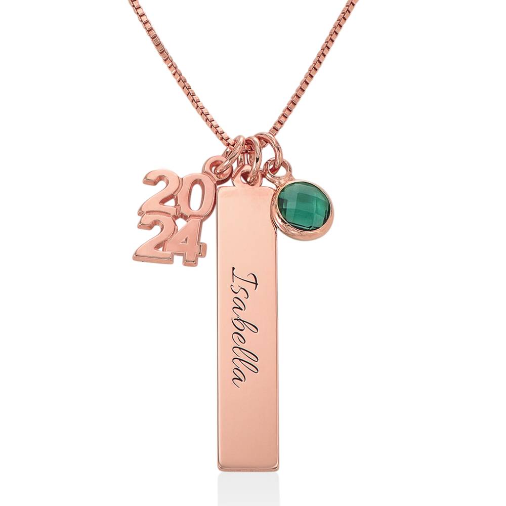 Personalised Charms Graduation Necklace in Rose gold Plating product photo