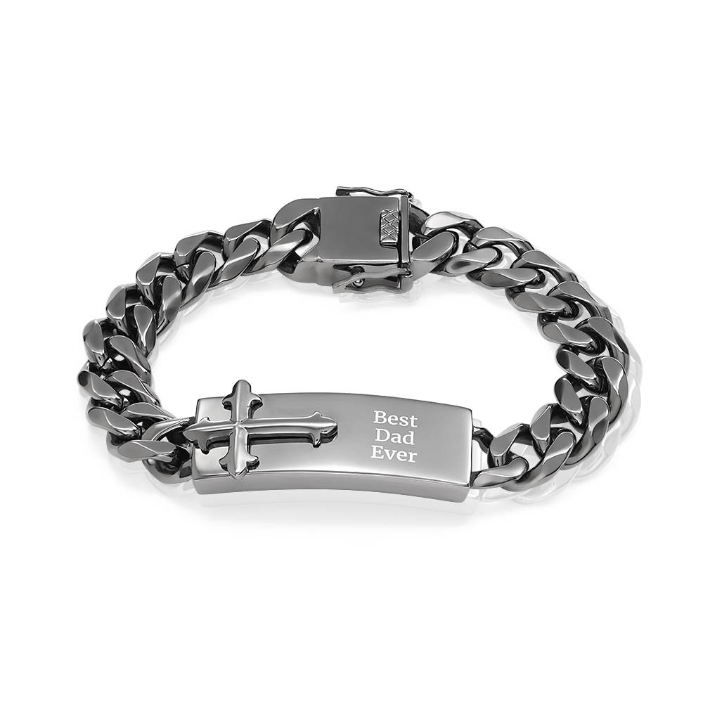 Personalized Cross ID Bracelet for Men in Gunmetal-2 product photo
